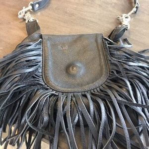 Small black fringe purse